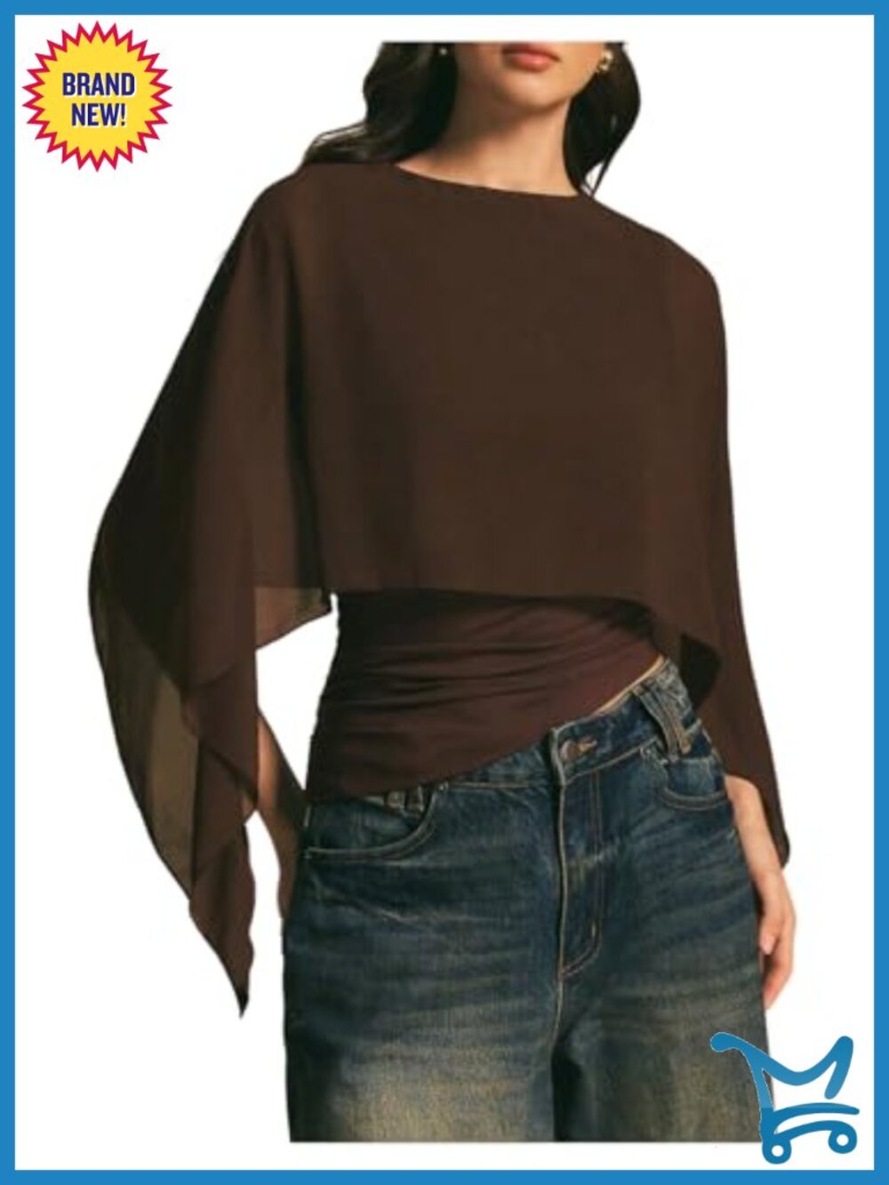 MakeMeChic Women's Asymmetrical Sheer Mesh Blouse Dressy Casual Top